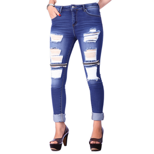 Pantalones Vaqueros Ajustados de Cintura Alta para Mujer, Talla XS, Lavables, con Decoración Desgarrada, Proveedor BD, Moda 2025 - Product Image 3