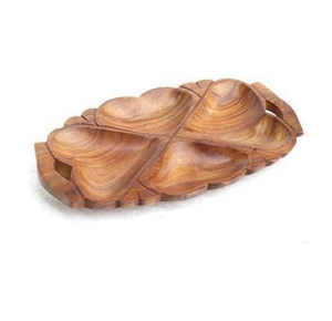 Wood Dry Fruit Tray With Four Compartments Irregular Shape Rustic Design Multi Functional Serving Platter - Product Image 2