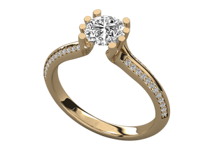 Anillo de Diamante Cultivado en Laboratorio de 1 Quilate, Corte Redondo, con Piedras Laterales Redondas, Oro Sólido de 14K, Joyería Nupcial Elegante y Fina - Product Image 5
