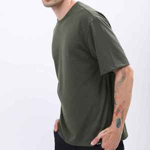 Men's O-Neck Short Sleeve Olive Green 100% Cotton Jersey <b>Patchwork</b> Eco-friendly Breathable Casual Knitted T-<b>Shirt</b> Regular Fit - Product Image 5