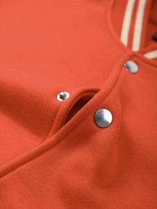 Chaqueta de Béisbol Estilo Universitario para Hombre, Mezcla de Lana, Forro Polar, Dos Tonos Naranja y Beige, Ropa Exterior Varsity, Ropa Urbana de Invierno - Product Image 6