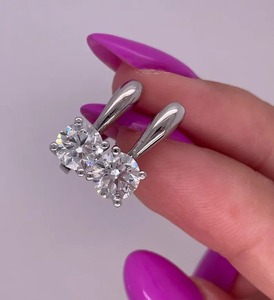 1.40 Carat Round Cut Lab Grown Diamond Drop Earrings, 14k Gold Solitaire D/VVS - Product Image 3