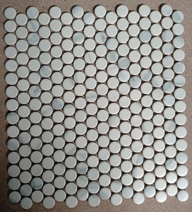 Azulejo de mosaico de porcelana nublada redonda de Carrara Penny, diseño clásico moderno para hoteles de pared Interior, aislamiento térmico antibacteriano - Product Image 1