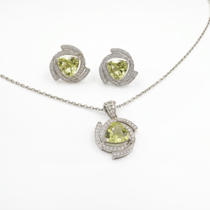925 <b>Sterling</b> <b>Silver</b> Natural Lemon Quartz Pendant & <b>Earring</b> <b>Set</b> Rhodium Plated OEM ODM Fine Jewelry - Product Image 3