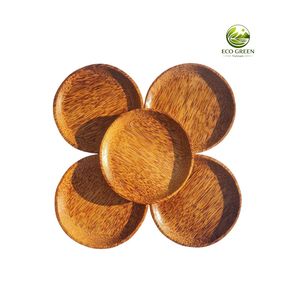 Juego de 5 Platos Redondos de Madera para Servir, Diseño Minimalista Ecológico, Patrón Sólido, Acabado Pulido - Product Image 1