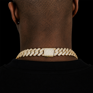 Cadena Hip Hop de Diseño Lujoso y Atractivo, Chapada en Oro de 14K, con Eslabones de Moissanita y Diamantes, Micro Pavé, Diseño Moderno - Product Image 3