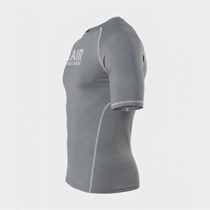 Flair <b>Men's</b> Gray Short Sleeve Compression T-Shirt Slim Fit Quick Dry Sporty O-Neck <b>Base</b> <b>Layer</b> - Product Image 5