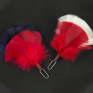 Faux Fur Velvet Feather Hackle Plume <b>Bow</b> Pattern <b>Red</b> Black Adult Unisex Four Seasons Use Party Hat Accessory - Product Image 3