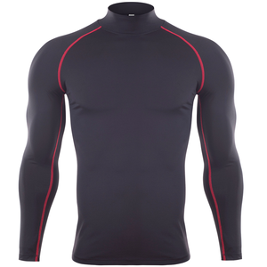 T-shirt de compression pour homme, manches longues, pour entraînement fitness, course à pied, musculation, respirant, noir - Product Image 6