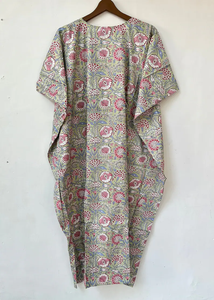 Vestido Kaftán Informal de Verano con Estampado Floral Tropical, de Algodón, para Mujer, Ropa de Playa, Estilo Asia Pacífico, Sin Mangas - Product Image 4