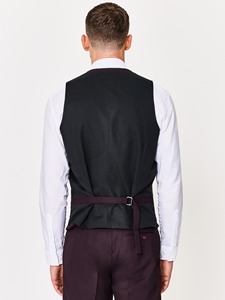 Traje de Tres Piezas para Hombre, Color Morado Oscuro, Lana y Poliéster, Corte Regular, Cuello de Solapa, Antiarrugas, Estilo Ejecutivo - Product Image 5