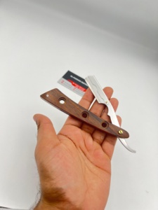High Quality Wooden Handle Barber Men's Shaving <b>Razor</b> <b>Single</b> <b>Blade</b> Changeable with Stainless Steel <b>Blade</b> Turkish Shavette <b>Razor</b> - Product Image 2