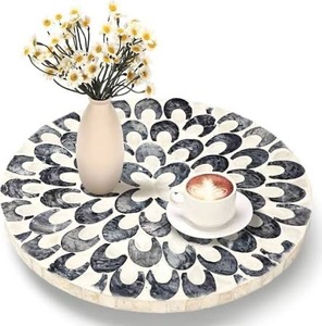 Plateau rotatif multifonctionnel à double niveau non pliable ILAHI's MOP pour épices, style vintage aux couleurs magnifiques - Product Image 6