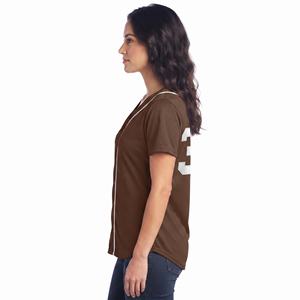 V-Neck Printed Women's Baseball Jersey <b>Short</b> Sleeve 100% Polyester Anti-Bacterial Summer Sporty Full Button - Product Image 3