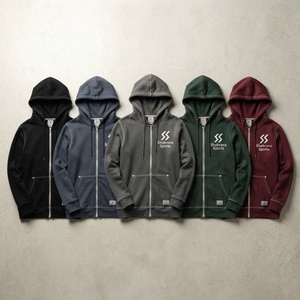 Sudadera con capucha y cremallera completa de algodón 100% con LOGO personalizado, forro polar, estilo oversize, streetwear para hombre, con pedrería y abalorios - Product Image 4