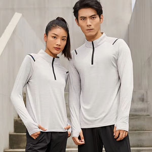 Camiseta Deportiva de Manga Larga con Media Cremallera para Hombre y Mujer, Protección UV, Color Sólido, Secado Rápido, Flexible y Cómoda para Gimnasio - Product Image 1