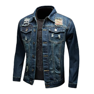 Outfitize International - Chaqueta Vaquera Personalizada al por Mayor con Logotipo para Hombre, Chaqueta Trucker de Mezclilla Azul de Algodón Grueso - Product Image 1