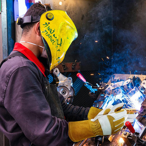 Gants de soudage TIG en cuir de chèvre renforcé et croûte de cuir de vache, résistants à l'abrasion et à la chaleur, pour la lutte contre les incendies - Vente en gros - Product Image 5