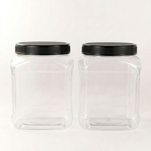 <b>Square</b> Clear PET <b>Plastic</b> <b>Container</b> 2L with Black Screw Lid for Food Storage Packaging Vietnam Factory OEM ODM - Product Image 1