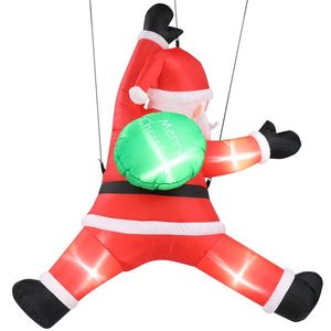 4.9 FT Lighted Christmas Inflatable Decoration Funny Hanging Santa Claus Gift Bag Outdoor Holiday Yard Decorations - Product Image 2