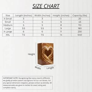 Urna Funeraria de Madera Hecha a Mano, Urna Conmemorativa con Corazón Dorado - Product Image 4