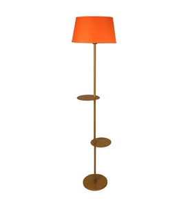 Lampe sur pied de luxe en coton orange Midwest avec abat-jour et base métallique, OEM ODM, faible MOQ, prix usine, vente en gros, approvisionnement en vrac - Product Image 4