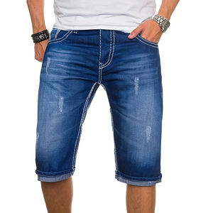 Shorts casuales de mezclilla para hombre con un corte relajado y un estilo elegante. Perfectos para vacaciones, salidas a la playa o para la moda de verano a diario. - Product Image 1