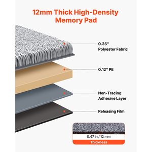 Confezione da 10 Piastrelle per Moquette Autoadesive 18x18 Pollici, Tappeti Quadrati Morbidi Imbottiti con Tecnica Loop Pile, Senza Danni per Pavimenti Domestici - Product Image 3