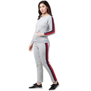 Sudadera ajustada con cuello redondo personalizada de alta calidad para mujer, Sudadera con capucha, chándal de lana de algodón, conjunto de chándal de moda liso - Product Image 4