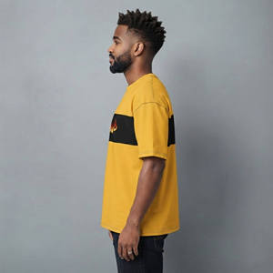 T-shirt col rond en coton épais sur mesure, coupe ample, épaules tombantes, style hip-hop, respirant, écologique, pour homme, idéal pour la gym - Product Image 6