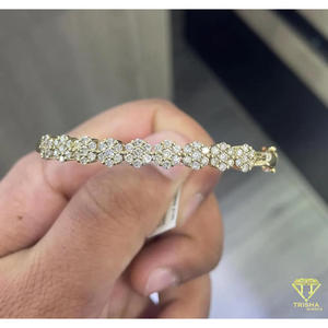 Brazalete de Diamantes Cultivados en Laboratorio con Diseño Floral en Plata de Ley 925, Brazalete Brillante para Mujer, Regalo de Joyería para Fiesta - Product Image 4