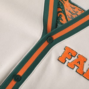เสื้อคาร์ดิแกนปักลายตัวอักษร FAMU สำหรับผู้หญิง คอวี แขนยาว ถักนิตติ้ง สไตล์ Preppy มีกระเป๋าและกระดุม - Product Image 3
