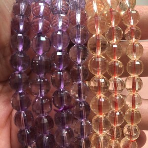 Cuentas de Cuarzo Citrino y Amatista Facetadas Naturales, Hilo de Gemas de Ametrina Sueltas para Fabricación de Joyas y Manualidades DIY - Product Image 1