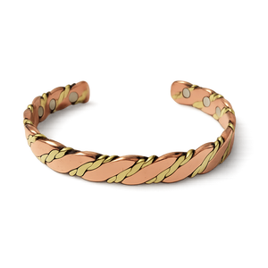 กำไลข้อมือทองแดงลายนูนสไตล์วินเทจ ดีไซน์ลายดอกไม้ประณีตเพื่อสุขภาพ - Product Image 4