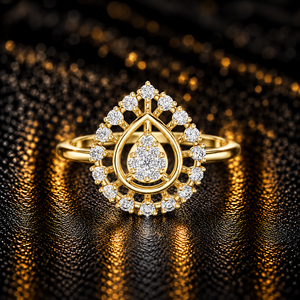 แหวนเพชรทรงกลมเพาะเลี้ยงในห้องปฏิบัติการ ทองคำแท้ 14K 18K รูปทรงลูกแพร์ ประดับเพชรแบบคลัสเตอร์ 0.28 กะรัต DEF VVS แหวนแต่งงานแบบมินิมอล ขายส่ง - Product Image 1