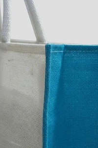 Sac fourre-tout en jute laminé uni de 12 litres avec poignée en corde et fermeture éclair pour les courses et les achats quotidiens - Product Image 3