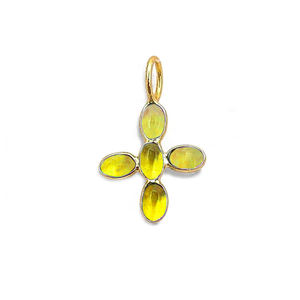 Pendentif croix en chrysoprase serti clos, ovale lisse 5x3mm, breloques plaquées or en chrysoprase, bijoux faits à la main, fournisseurs d'Inde - Product Image 2