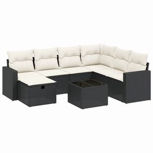Ensemble de canapés de jardin modulaires en polyrotin noir, mobilier d'extérieur moderne, ensemble de jardin 6 places - Product Image 2