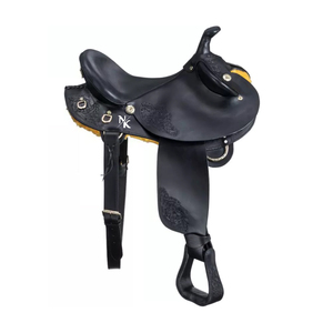 Silla de montar profesional australiana de cuero genuino premium para doma clásica con asiento profundo, cavales ajustables y armazón de madera para senderismo. - Product Image 1