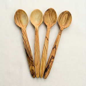 Cucharas de Madera de Olivo Talladas a Mano, Cuchara para Remover de Madera Rústica, Utensilios de Cocina, Decoración Rústica para el Hogar, Regalo para Chef - Product Image 1