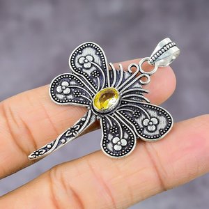 Jewelexi ET-2075 Natural <b>Citrine</b> Topaz Bohemian Sterling Silver Plated Charm Unisex <b>Pendant</b> Gift Anniversary Bridal Wedding - Product Image 2