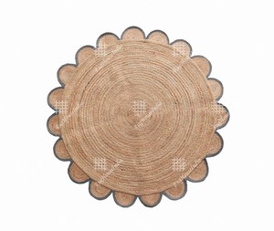 100% Natural Jute Hemp Braided Round Scallop <b>Rug</b> Handmade Boho Farmhouse Eco Friendly Custom Size Carpet - Product Image 1