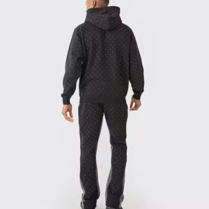 Survêtements en strass pour hommes, couleur unie, logo personnalisé, 100% coton, coupe-vent, vêtements de rue pour adultes - Product Image 5