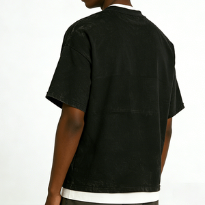 Wholesale Shirt Drop Shoulder Ribbed Crew Neck Custom <b>Tshirt</b> Acid Wash Cotton T-Shirt - Product Image 2