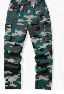 Pantalon cargo camouflage pour homme Hardihood International, polyester/coton, cordon de serrage, taille élastique, plusieurs poches, style décontracté - Product Image 4