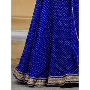 Cautivador azul Laheriya estampado Georgette diseñador semicosido Lehenga Choli por Zeel ropa - Product Image 2