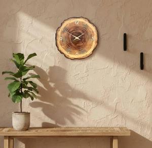 Reloj de Pared de Madera de Nogal Hecho a Mano, Geométrico, de Cuarzo Analógico, de Una Sola Aguja, Moderno, Minimalista, Decoración de Pared para Bodas, Funciona con Batería - Product Image 1