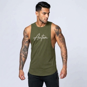 Customizable Breathable Cotton/Bamboo Fiber Tie-Dye Sporty <b>Mens</b> Rib-knit Tank <b>Top</b> Sleeveless Undershirt Crew Neck Singlet <b>Muscle</b> - Product Image 4