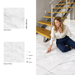 Carreaux de sol en porcelaine Vistaar Ice Berge Design, aspect marbre, pour salle de bain, Dubaï, 600x600mm, entièrement polis et émaillés - Product Image 3