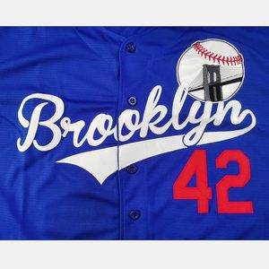 Maillot de baseball boutonné bleu pour homme, taille 42, style années 90, hip-hop, chemises de baseball brodées - Product Image 5